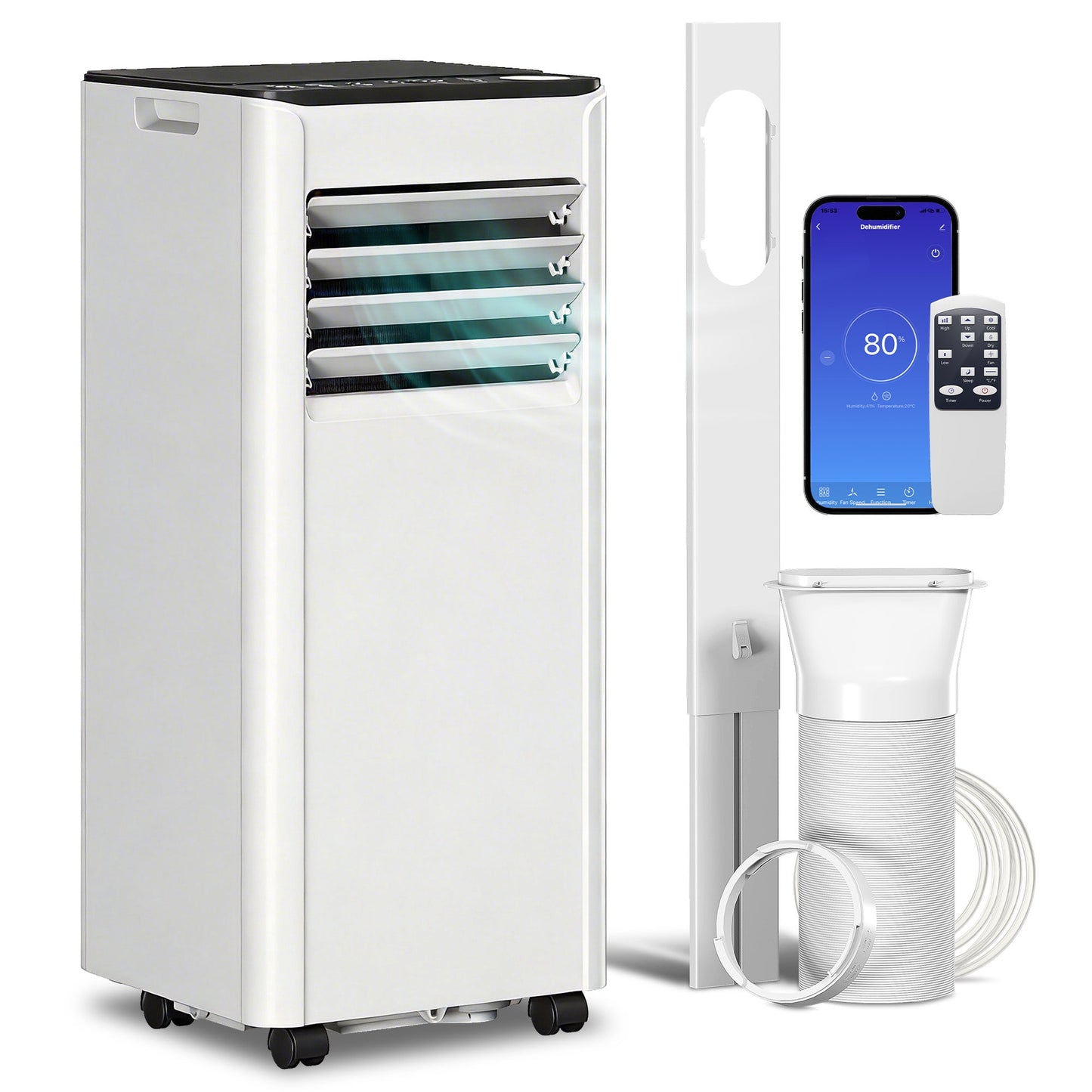 HOMCOM Portable Air Conditioner 9000 BTU, 4-in-1 AC Unit with Cool, Dehumidifier, Fan, Sleep Mode, WiFi Voice Remote Control
