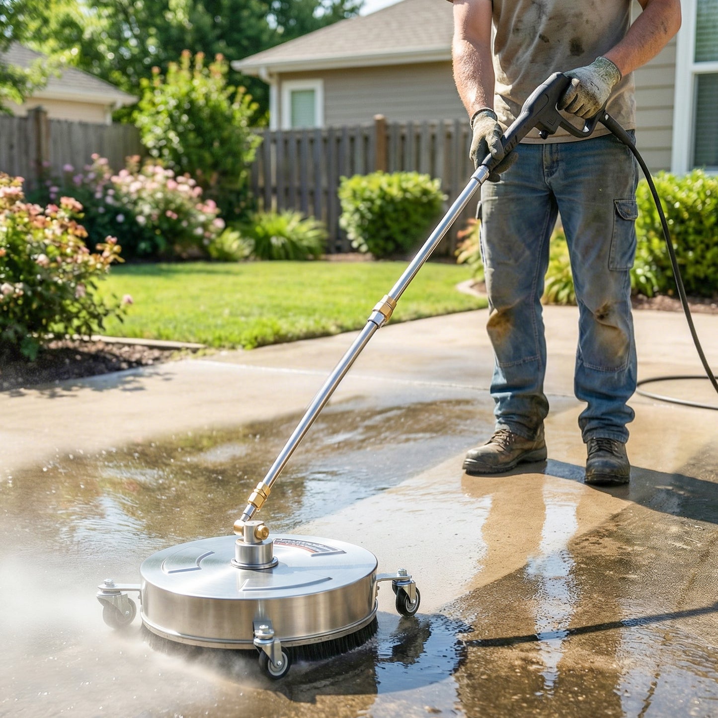 Outsunny Pressure Washer Surface Cleaner 3600 PSI Power Washer Rotary Surface Cleaner with 4 Wheels for Driveways