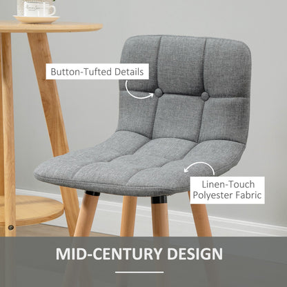 HOMCOM Breakfast Bar Stool Set of 2 Armless Button-Tufted Counter Height Bar Chairs with Wood Legs & Footrest, Grey
