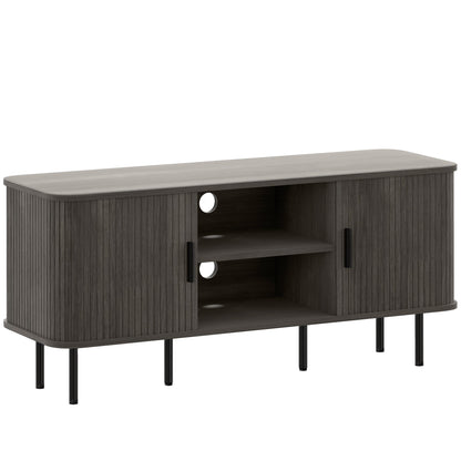 HOMCOM TV Stand Cabinet for TVs up to 55 Inches, TV Unit with Storage Shelves and Cupboard for Living Room, Grey