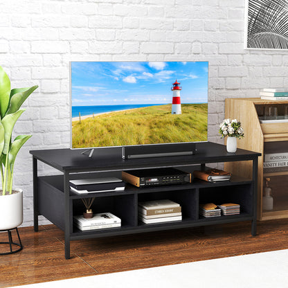 Industrial 3-Tier Coffee Table ith Open Shelf and 6 Compartments-Black