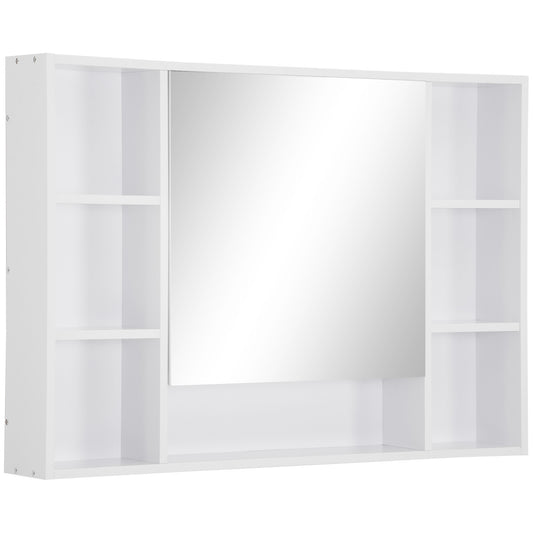 kleankin Wall Mounted Medicine Cabinet, Bathroom Mirror Cabinet with Mirrored Door, Shelves and Storage Cupboard, White