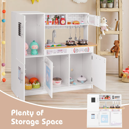 Toddler Pretend Kitchen Toy Set with Stoves and Oven-White