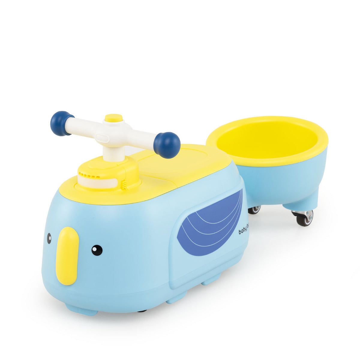 Toddler Ride on Toy with Trailer Sliding Car with Light and Music-Blue