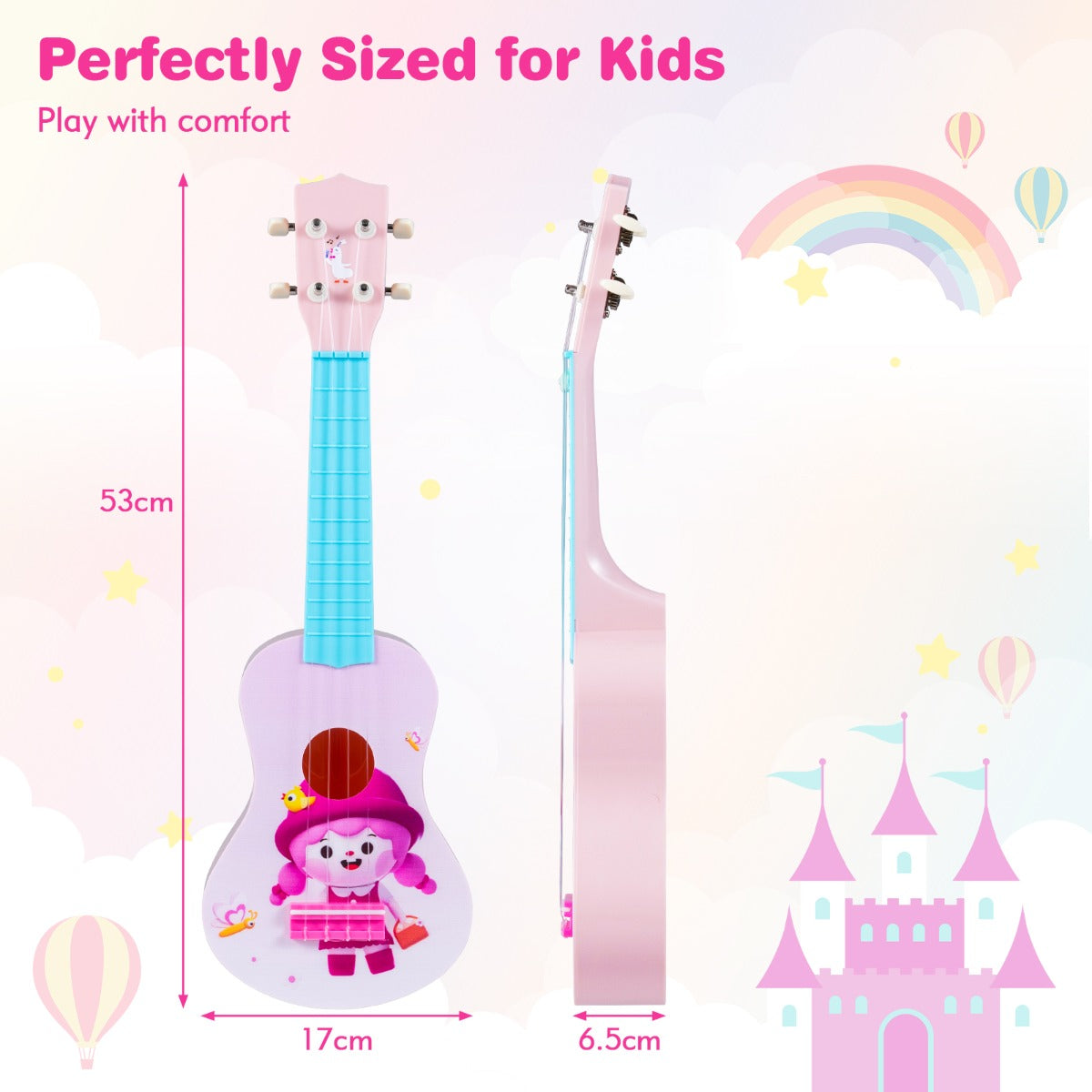 Toddler Ukulele with 4 Nylon Strings and 12 Frets