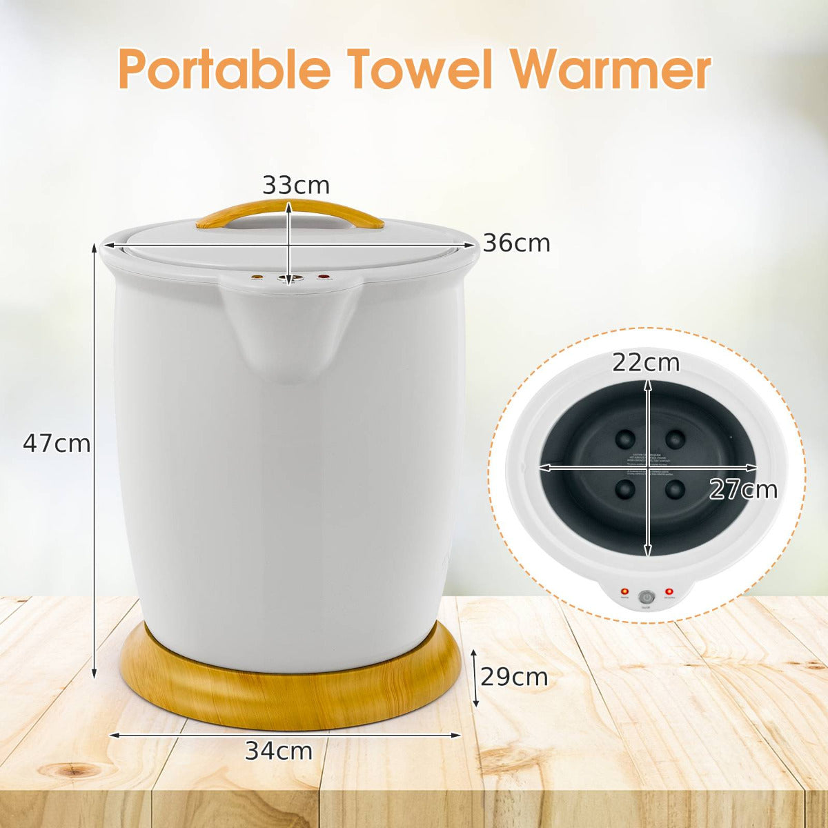 Towel Warmer Bucket 20L Large Capacity Towel Warmer Barrel-Grey