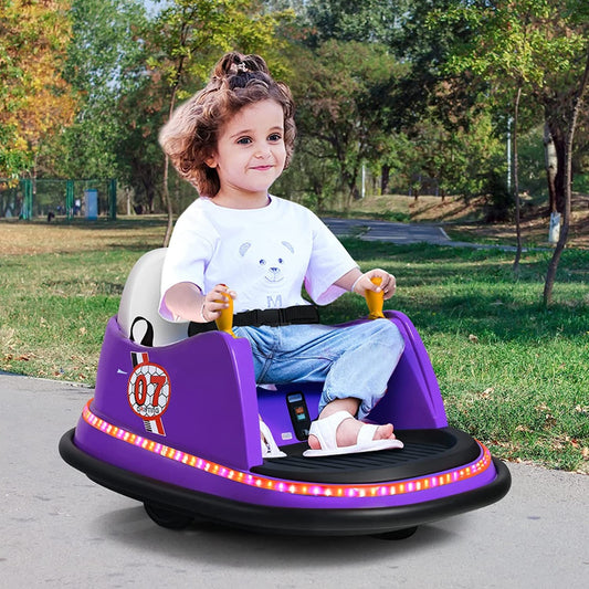 Kids Ride-On Bumper Car with Colorful Flashing Lights and Music-Purple