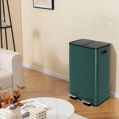 Trash Can with Deodorizer Compartments and Soft Close Lids-Dark Green