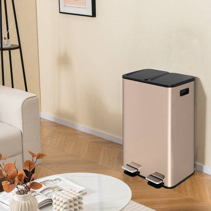 Trash Can with Deodorizer Compartments and Soft Close Lids-Golden