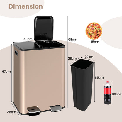 Trash Can with Deodorizer Compartments and Soft Close Lids-Golden