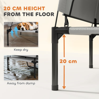 PawHut Portable Elevated Dog Bed with Removable Canopy, Cooling Raised Pet Cot for Medium Large Dogs, 92 x 75 x 89 cm