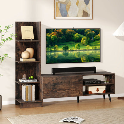 TV Stand for TVs up to 50 Inches with Adjustable Shelf for Living Room Bedroom-Rustic Brown