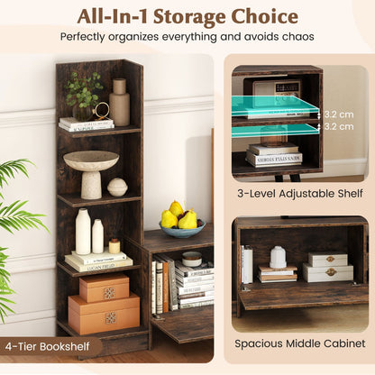 TV Stand for TVs up to 50 Inches with Adjustable Shelf for Living Room Bedroom-Rustic Brown