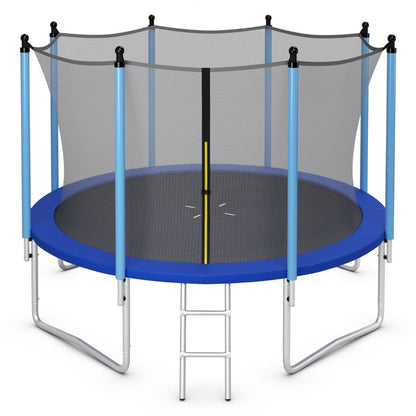 8/10/12FT Outdoor Trampoline with Enclosure Net and Ladder-12FT