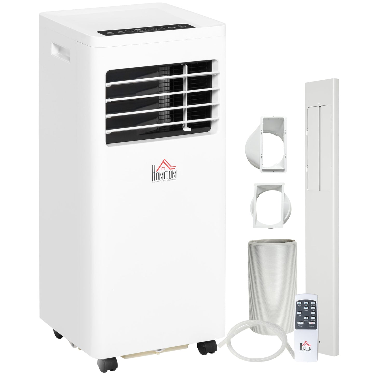 HOMCOM 7000 BTU Air Conditioning Unit, 3-in-1 Portable Air Conditioner, Dehumidifier, Cooling Fan with 2 Speeds, 24H Timer, Remote Control, Digital Display, Window Venting Kit, 26m_
