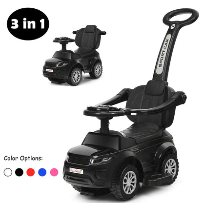 3 in 1 Ride on Push Car Stroller Sliding Walking Car-Black
