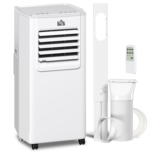 HOMCOM 5000 BTU Portable Air Conditioner, 4-in-1 Air Conditioning Unit, Dehumidifier, Cooling, Fan, Sleep Mode, with Remote Control, 2 Speeds, 24H Timer, Window Venting Kit, 12mÂ²