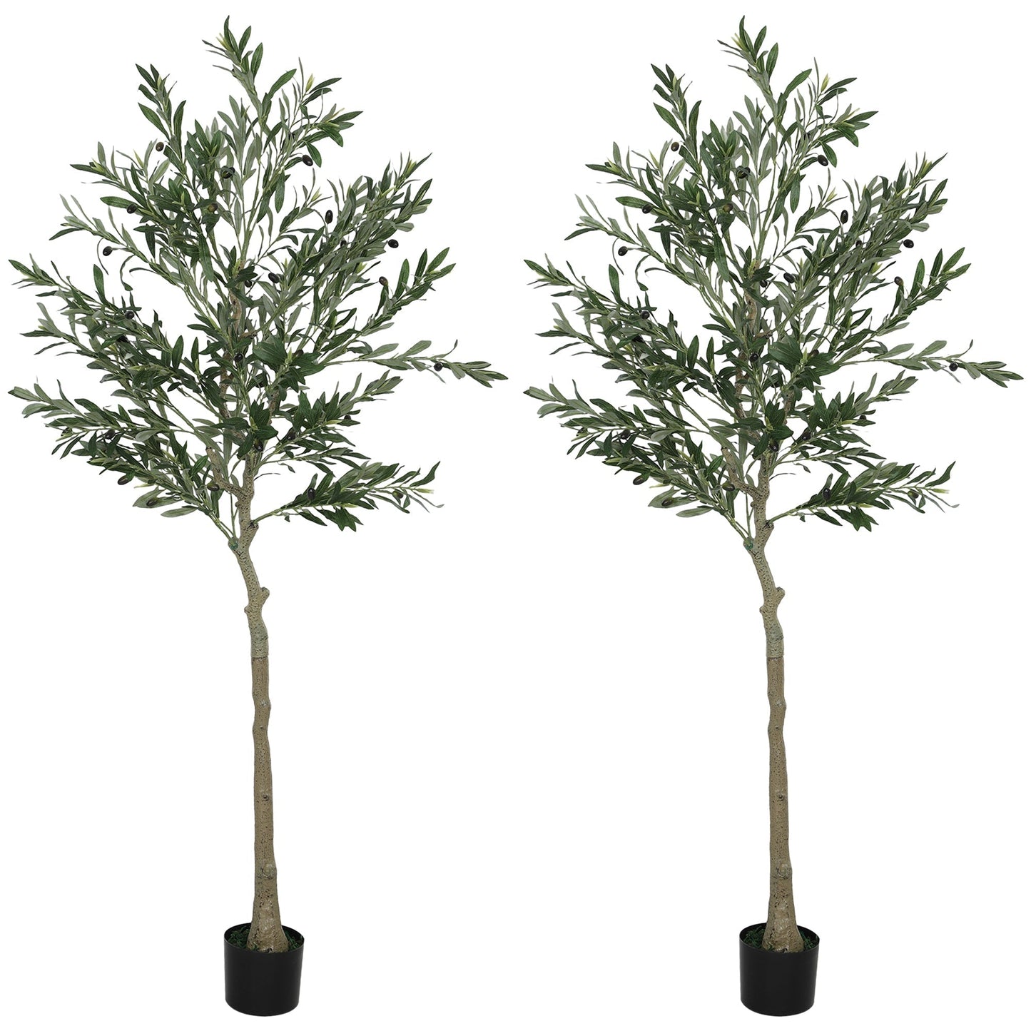 HOMCOM Set of Two Silk Leaf Artificial Olive Trees