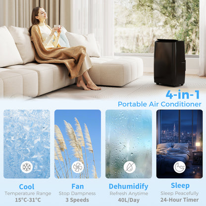 HOMCOM Portable Air Conditioner 14000 BTU, 4-in-1 Air Conditioning Unit, Dehumidifier, Cooling, Fan, Children Lock, 40mÂ²