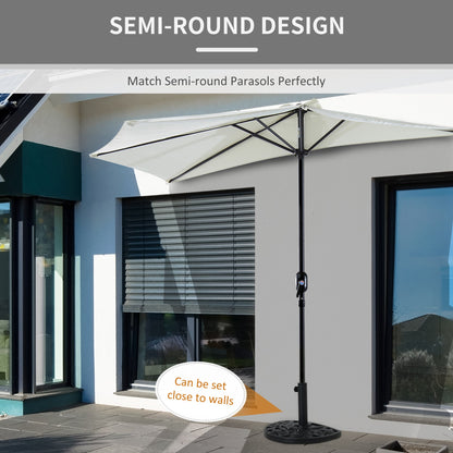 Outsunny 9kg Cement Concrete Half Round Parasol Base Umbrella Stand Garden Outdoor Accessories - Adjustable Coupler Suitable Umbrella Rod: Î¦3.5cm, Î¦3.8cm, Î¦4.8cm