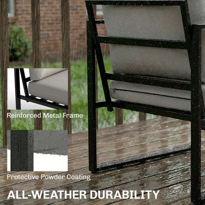 Outsunny Outdoor Garden Furniture Set, 4 Piece Patio Furniture with Slatted Table, Indoor Outdoor Balcony Patio Conservatory Set