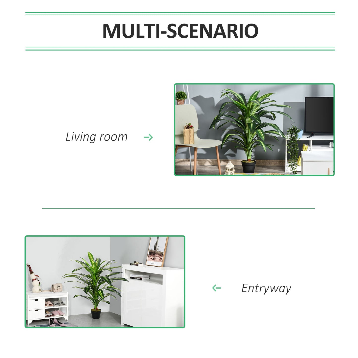 Outsunny Artificial Plant in Pot, Fake Plant for Home Indoor Decor, 110cm, Green