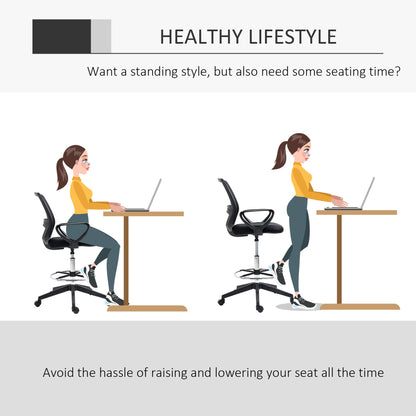 Vinsetto Ergonomic Mesh Back Drafting Chair, Tall Office Chair, Draughtsman Chair with Adjustable Height and Footrest 360  Swivel, Set of 5