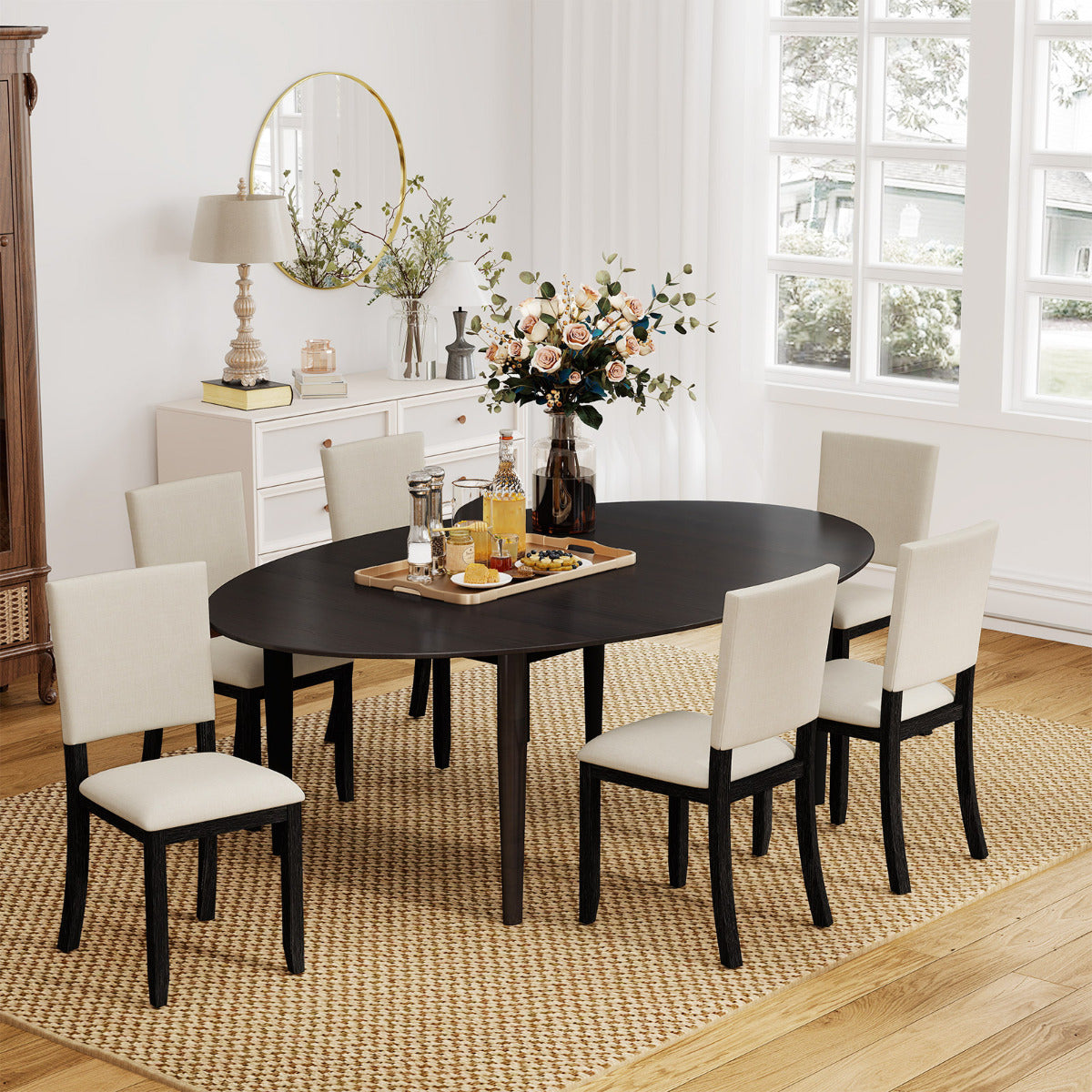 Upholstered Dining Chairs Set of 4 with Soft Padded Seat and Solid Wood Frame