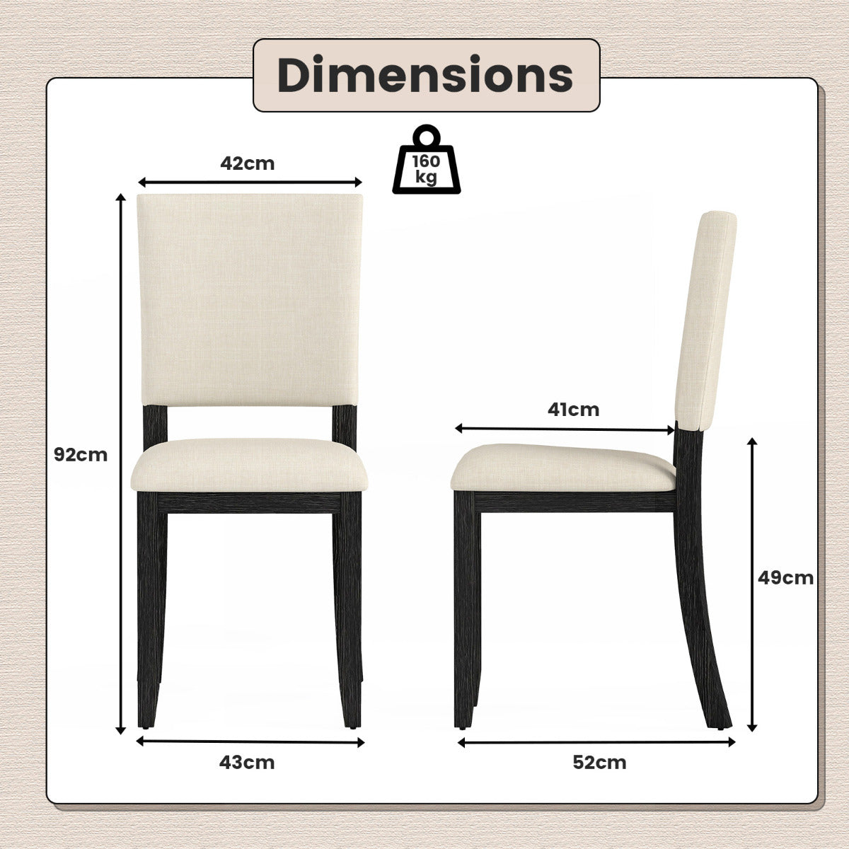 Upholstered Dining Chairs Set of 4 with Soft Padded Seat and Solid Wood Frame