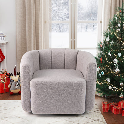 Upholstered Swivel Barrel Chair with Backrest and Armrests-Grey