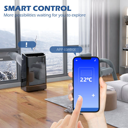 HOMCOM 14000 BTU Mobile Air Conditioner, 35mÂ², Smart Home WiFi, with Dehumidifier, Fan, 24H Timer, Window Kit, Black
