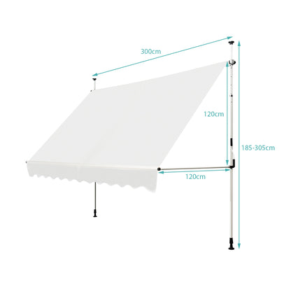 UV-Resistant Waterproof Deck Awning with Manual Crank Handle-Beige