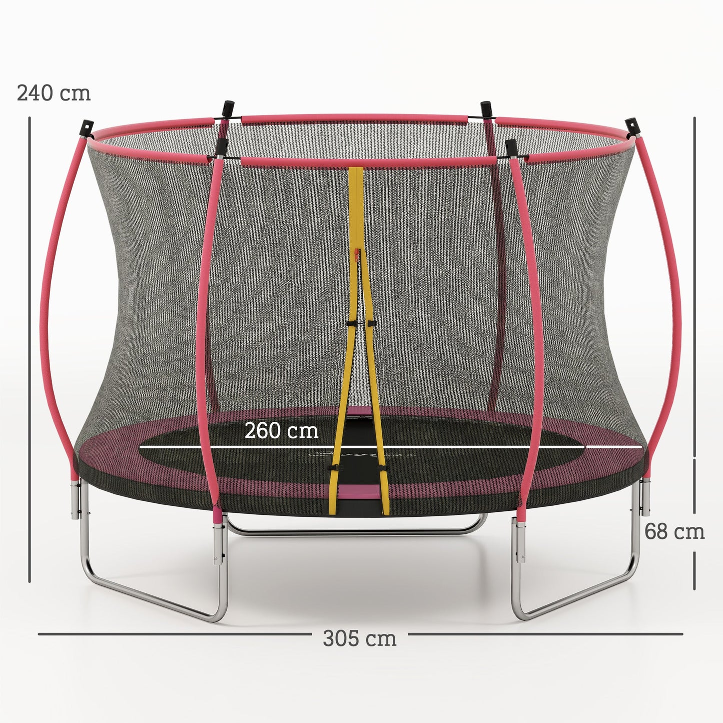SPORTNOW 10ft Outdoor Trampoline with Enclosure Net, Spring Cover, Pink