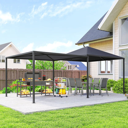 Outsunny 3 x 6m Garden Gazebo with Extendable Awning and Wheels,√Ç UPF30+ Outdoor√Ç Metal Gazebo√Ç Canopy√Ç Shelter√Ç for BBQ, Event, Party