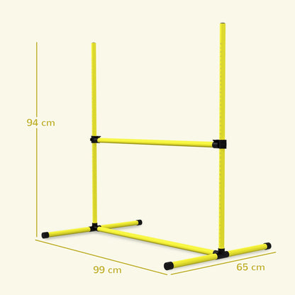 PawHut 4 Pieces Dog Agility Training Equipment, Adjustable Height Jumps Hurdle with Carrying Bag for Outdoor, Yellow