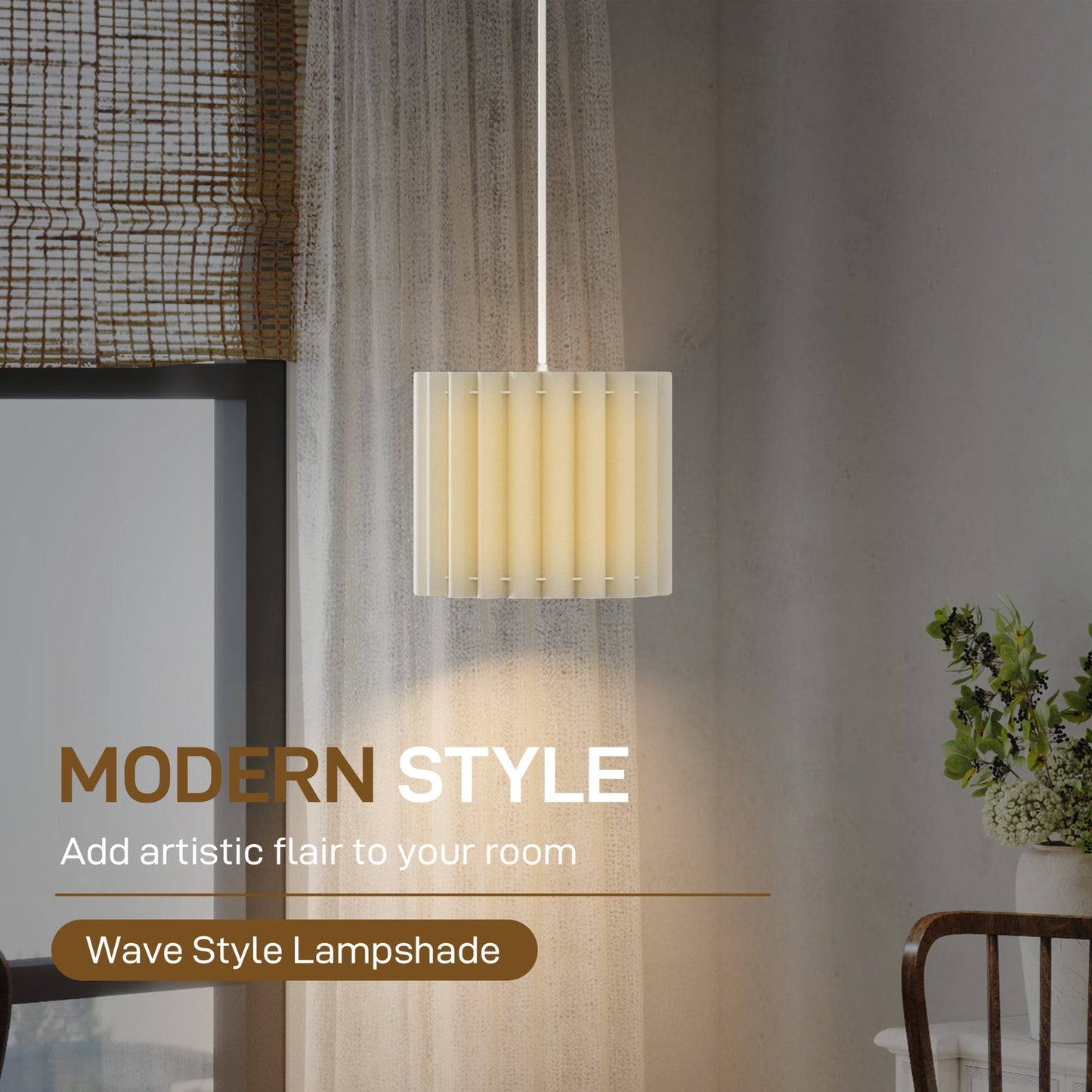 HOMCOM Linen Pendant Light, Bedside Ceiling Lamps with E27 Bulb, Modern Hanging Lights for Living Room, Bedroom, Kitchen, Hallway, White