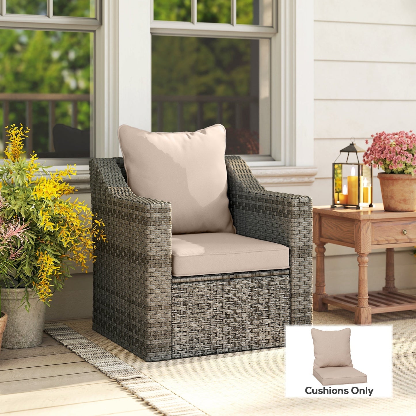 Outsunny Seat and Back Padded Cushion Set, CUSHION ONLY - Beige