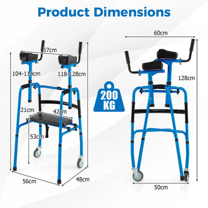 Versatile Rolling Walker with Padded Seat and  2 Premium Wheels-Navy
