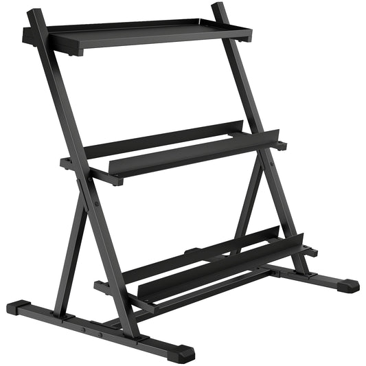 SPORTNOW 3-Tier Adjustable Dumbbell Rack, Heavy-Duty Weight Rack for Dumbbells, Kettlebells and Multiple Balls, Space-Saving Weight Storage Stand for Home Gym, 200 KG Capacity