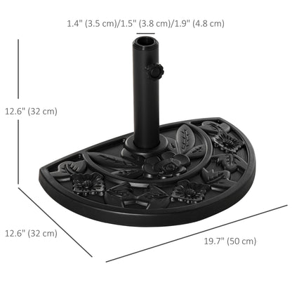 Outsunny 9kg Cement Concrete Half Round Parasol Base Umbrella Stand Garden Outdoor Accessories - Adjustable Coupler Suitable Umbrella Rod: Î¦3.5cm, Î¦3.8cm, Î¦4.8cm