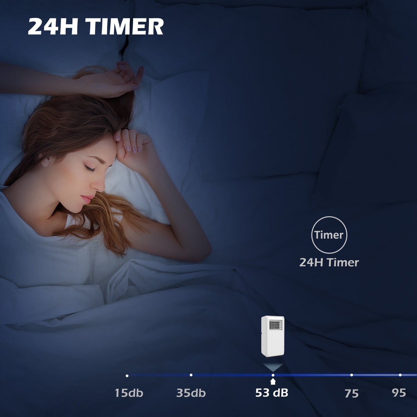 HOMCOM 7,000 BTU Mobile Air Conditioner for Room up to 26mÂ², with Dehumidifier, 24H Timer, Wheels, Window Mount Kit
