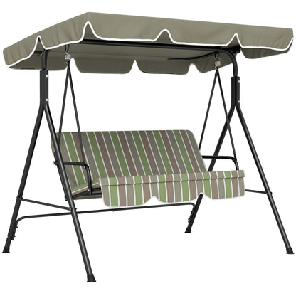 Outsunny Three-Seater Garden Swing Chair, with Adjustable Canopy - Green