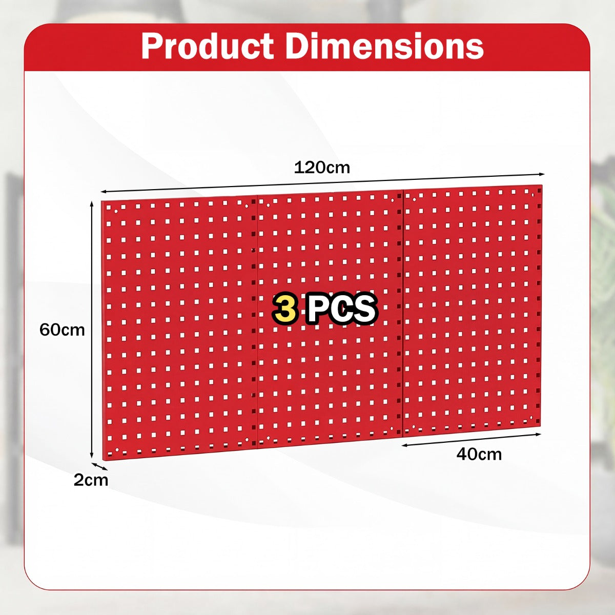 Wall-Mounted Pegboard Tool Organizing Kit with 28 PCS Hanging Accessories-Red