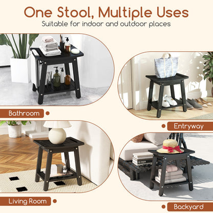 Waterproof Shower Bench Seat HIPS Shower Stool with Handle-Black