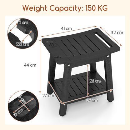 Waterproof Shower Bench Seat HIPS Shower Stool with Handle-Black