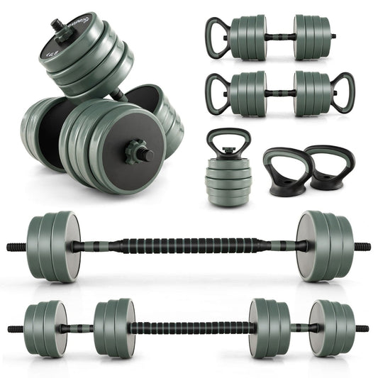 4-in-1 Weight Set with Dumbbells and Barbells for Home Gym Fitness Exercises-Black