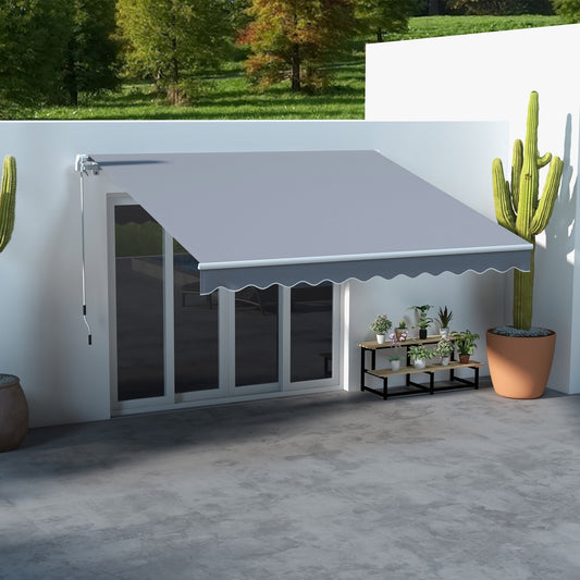 Outsunny 3 x 2.5m Manual Awning Canopy Sun Shade Shelter Retractable for Garden Grey