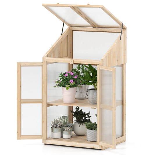 Wooden Cold Frame Greenhouse with Transparent Flip-top Roof