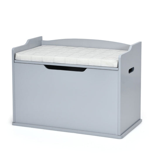 Wooden Kids Toy Box and Bench with Cushion and Handles-Grey