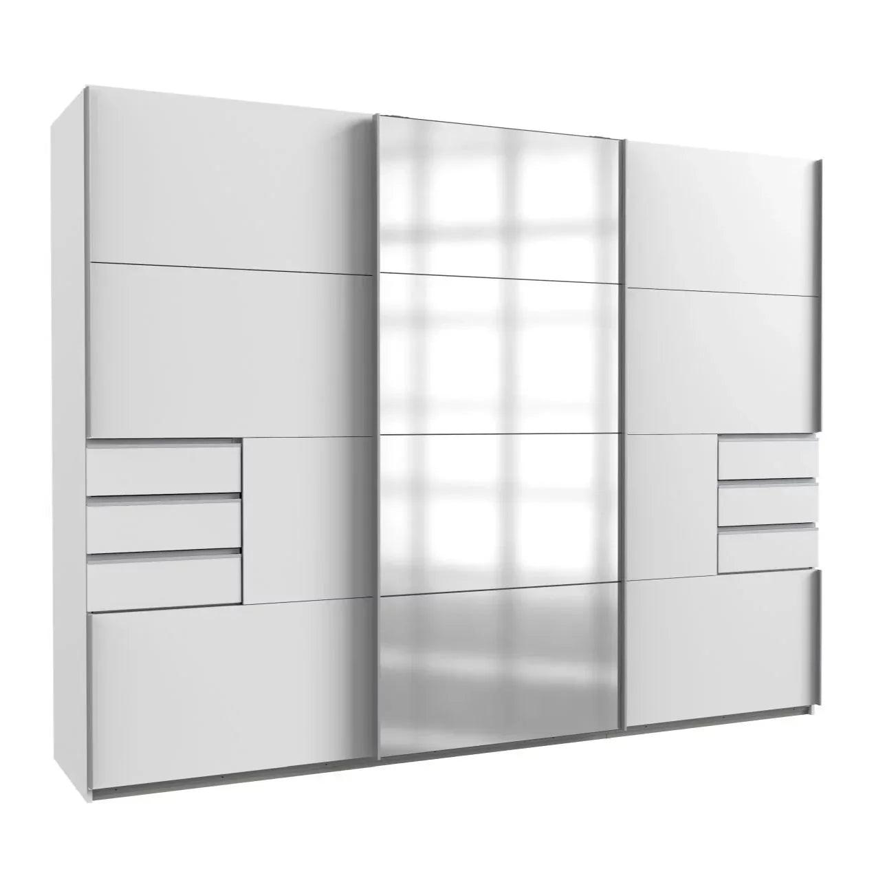 Sliding Wardrobe SOGO 3 Door Mirrored Wardrobe White 270cm